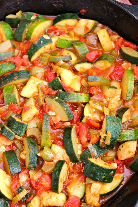 Sautéed Zucchini and Tomatoes  ~ Zucchini, tomatoes, onions, bells, celery and  herbs make one delicious side dish ~ The Complete Savorist Sauteed Zucchini Recipes, Recipes Squash, Zucchini And Tomatoes, Sautéed Zucchini, Zucchini Meatballs, Tomato Cheese, Yummy Veggies, Recipes Vegetables, Zucchini Tomato