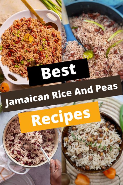 TOP 9 JAMAICAN RICE AND PEAS RECIPES FOR CARIBBEAN FLAVORS Jamaican Rice And Peas Crockpot, Pigeon Peas And Rice Jamaican, Peas And Rice Caribbean, Best Jamaican Rice And Peas Recipe, Stew Peas Jamaican Recipe, Antiguan Food, Peas And Rice Recipe, Beans And Rice Recipes, Jamaican Rice And Beans