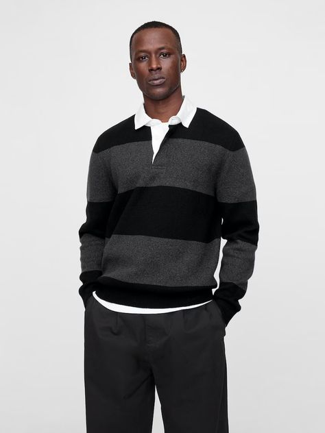 Men's Clothing: Shop New Arrivals | Gap Rugby Sweater, Sweater Polo, Rugby Polo, Gap Men, Street Style Outfits Men, Shirt Sweater, Gap Sweater, Sweater Grey, Polo Sweater