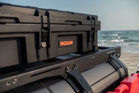 ROAM Adventure Co Rugged Storage Boxes #bronco #offroad #roofrack #roam #overland #rugged #storage #camping Overland Roof Rack Setup, Roof Rack Storage, Roof Rack Ideas Off Road, Bronco Roof Rack, Chevy Colorado Roof Rack, Land Rover Defender Roof Rack, Roof Storage, Roof Box, Box Building