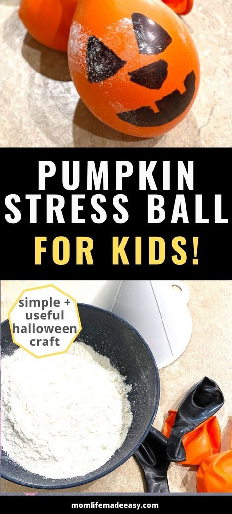 DIY Pumpkin Stress Ball With Squishy Balloons and Flour! Learn how to make your own easy DIY cute balloon craft for kids— Make a homemade stress ball with balloons and flour with your kids today! Balloon Squishy Balls Diy, Diy Stressball Balloon Simple, Balloon Crafts Diy, Diy Stressball, Ball Craft, Balloon Craft, Squishies Diy, Pumpkin Diy, Kids Fall Crafts