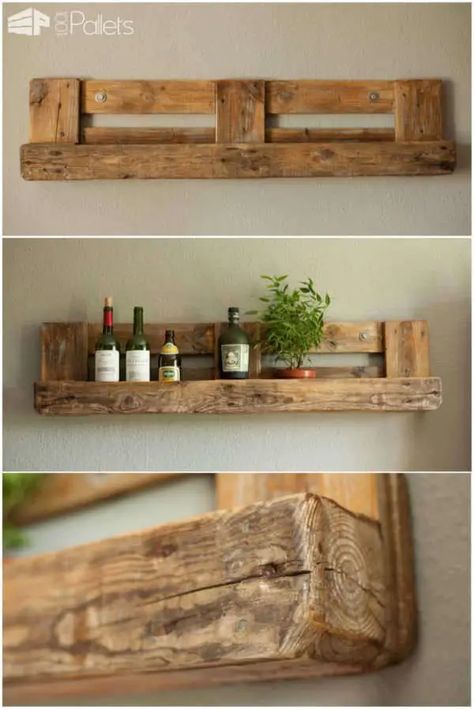 Pallet Rustic Shelf • 1001 Pallets Bar En Palette, Repurposed Pallets, Wooden Pallet Shelves, Repurposed Pallet Wood, Pallet Home Decor, Pallet Cabinet, Pallet Shelf, Shelf Decor Bedroom, Rustic Inspiration