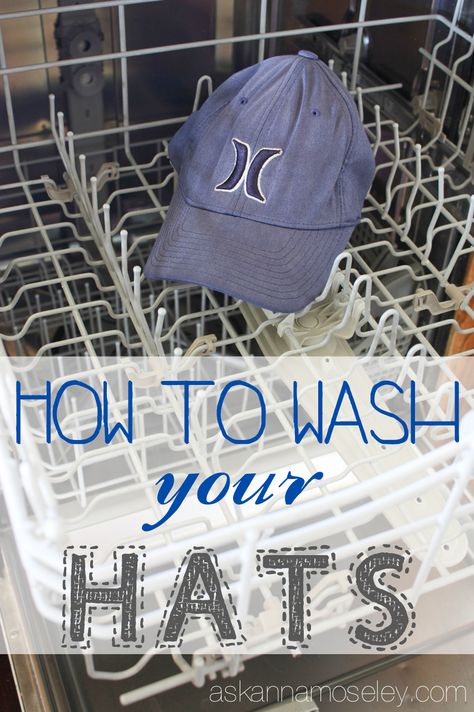 Hat Organization Ideas, Wash Baseball Cap, How To Wash Hats, Hat Organization, Household Cleaning Tips, Cleaners Homemade, Laundry Hacks, Clean Dishwasher, Hat Baseball