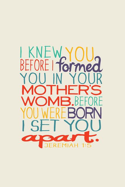 Jeremiah 1:5 - This would be cute framed at a shower for the mama to take home for the nursery. What I Like About You, Jeremiah 1, Lords Prayer, Ayat Alkitab, Verse Quotes, The Words, Great Quotes, Word Of God, Inspire Me