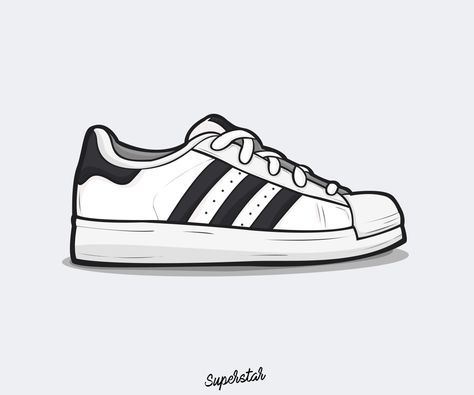 Adidas Shoes Drawing, Adidas Cartoon, Shoe Drawing Ideas, Adidas Illustration, Adidas Drawing, Sneaker Drawing, Work Doodles, Adidas Supercourt, Shoes Vector