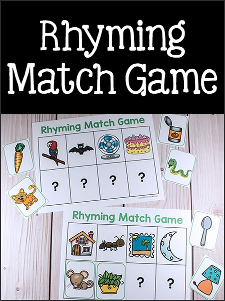 Rhyming Match Game Printable Rhyming Activities Preschool, Preschool Rhyming, Kindergarten Rhyming, Rhyming Preschool, Match Games, Rhyming Games, Phonological Awareness Activities, Rhyming Pictures, Phonemic Awareness Activities