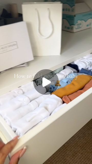 Joia Raquel☁️ | Prepping for baby boy to arrive next month! Sorting out his clothes 🥹😍☁️🧸 • #nesting #pregnancyjourney #babyclothes #nurse... | Instagram How To Fold Newborn Sleepers, How To Fold Newborn Onsies, Onsie Organization Dresser, How To Wash Newborn Clothes, Fold Newborn Clothes, How To Fold Swaddle Blankets For Storage, Onesie Storage Ideas, How To Fold Onesies Dresser Drawers, Best Way To Fold Baby Clothes