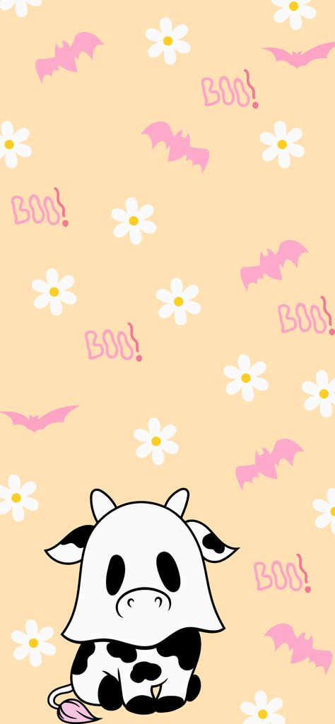 Spooky cow iphone wallpaper Cow Watch Wallpaper, Cute Cow Background Wallpapers, Pink Cow Aesthetic Wallpaper, Fall Cow Background, Cow Wallpapers Aesthetic, Cow Ghost Wallpaper, Spooky Cow Tattoo, Spooky Cow Wallpaper, Western Spooky Wallpaper