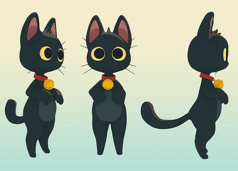 Cartoon Cat Character, Cat Turnaround, Animal Turnaround, Character Design Turnaround, Cat Character Design, Cute Cat Character, Cat Modeling, Cats Standing, Animation Cat