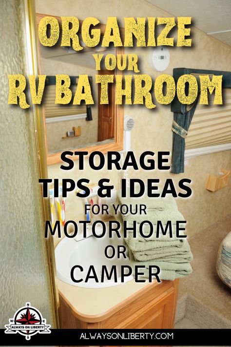 Anyone who lives in an RV appreciates how tiny bathrooms lack space for toiletries, bath towels and hygiene supplies put away yet easy to access. We’ve found some great RV bathroom storage and organization hacks that will help! Keep all of your bathroom essentials organized, stowed and secure for those bumpy roads. Great RV bathroom storage tips and organization hacks. Keep your RV bathroom tidy and put away with these bathroom essentials. RV lifestyle tips and RV living Tiny Bathroom ideas. Rv Towel Storage, Rv Towel Storage Ideas, Rv Bathroom Towel Storage, Rv There Yet, Camper Shower Storage, Rv Bathroom Cabinet Organization, Camper Shower Storage Ideas, Travel Trailer Bathroom Storage, Travel Trailer Over Toilet Storage