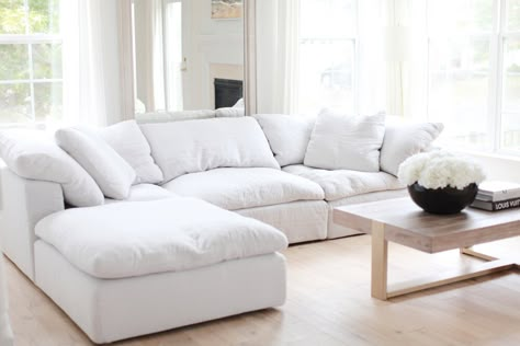 RESTORATION HARDWARE CLOUD SOFA REVIEW — NIOBY TRIVETT Soft Sofas Ideas Living Room, Sectional Sofa With Storage Ottoman, Soft Sofa Comfy Couches, Plush Sofa Living Rooms, Soft Couches Sofas, Comfy Sectional Sofa Deep Couch, Plush Couch Living Room, Decompression Room, Rh Cloud Sofa