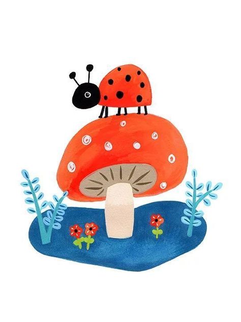 Ladybird Cake, Soup Stock, Kids Print, Art Kids, Childrens Illustrations, Toddler Kids, Kids Prints, Lady Bug, Painting For Kids