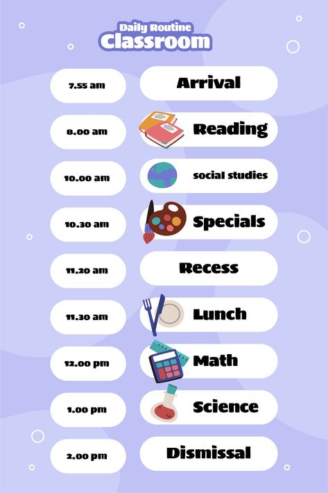 Classroom Daily Routine Printable Visual Schedule For Classroom Homeschool Visual Schedule Free Printables, Schedule For Classroom, Printable Visual Schedule, Visual Schedule Printable, Classes Schedule, Daily Routine Printable, Classroom Daily Schedule, Classroom Schedule Cards, Schedule Maker