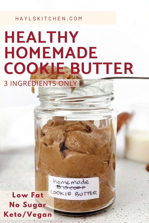 An easy and healthy homemade Cookie Butter with just 3 ingredients! Use any leftover cookies, some almond butter and milk for this low fat cookie butter recipe that’s better than Biscoff and Speculoos spread; No sugar needed, and easily low carb too! Cookie Butter Recipe, Leftover Cookies, Protein Cookie Butter, Homemade Cookie Butter, Low Calorie Cookies, Low Fat Cookies, Butter Cookies Easy, Morning Toast, Homemade Cookie