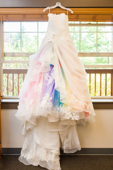 Rainbow Wedding Dress Gowns, Lgbtq Wedding Dress, White And Rainbow Wedding Dress, Pastel Rainbow Dress Women, Rainbow Puffy Dress, Pastel Rainbow Wedding Dress, Pokemon Wedding Dress, Fall Rainbow Wedding, Kidcore Wedding