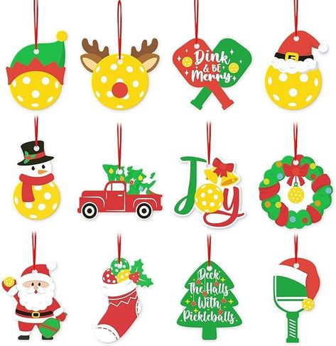 Amazon.com: Xylolfsty Christmas Funny Pickleball Ornaments Set of 12 Arcylic Pickle Ball Gift Tags for Pickleball Players Coach Team Members Christmas Decorative Pickleball Keychain : Home & Kitchen Pickleball Christmas, Lovers Eyes, Pickleball Gift, Pickle Ball, Unique Christmas Decorations, Christmas Funny, Deck The Halls, Ball Ornaments, Unique Christmas