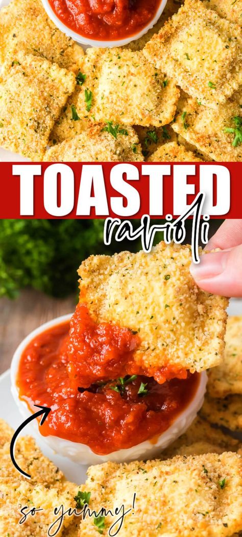 BEST TOASTED RAVIOLI Slow Cooker Spaghetti Sauce, Slow Cooker Spaghetti, Toasted Ravioli, Homemade Ravioli, Ravioli Recipe, Appetizers For A Crowd, Measuring Ingredients, Homemade Meatballs, Easy Casserole