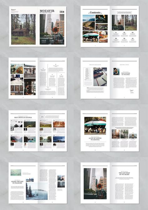 Magazine Page Layouts, Elegant Magazine, Travel Website Design, Magazine Layout Inspiration, Magazine Spread, Page Layout Design, Picture Layouts, Magazine Pictures, Magazine Layout Design