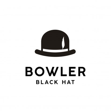 Vintage black bowler hat with feather lo... | Premium Vector #Freepik #vector #logo #vintage #people #design Hat Logo Design, Black Bowler Hat, Logomark Design, Feather Icon, Feather Logo, Vintage People, People Design, Fresh Logo, Cap Logo