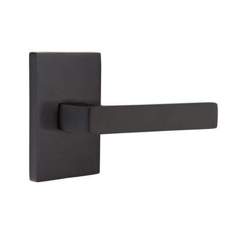 Emtek Privacy Dumont Lever with Modern Rectangular Rose | Wayfair.ca Black Interior Door Knobs, Farmhouse Molding, Black Interior Door, Modern Door Hardware, Black Door Knobs, Interior Door Hardware, Privacy Bed, Interior Door Knobs, Door Handles Modern