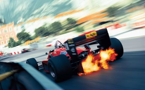 Ferrari, Racing, Formula 1, Vintage, Blurred Wallpaper HD Red Race, Race Car, On Fire, Tires, Monaco, The Road, Ferrari, Track, Road