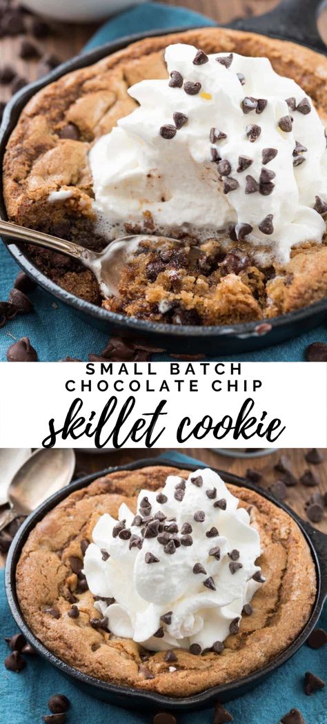 Small Batch Cookie, Pizookie Recipe, Small Batch Chocolate Chip Cookies, Small Batch Cookie Recipe, Chocolate Chip Skillet Cookie, Skillet Cookie Recipe, Skillet Desserts, Cookie Skillet, Crazy For Crust