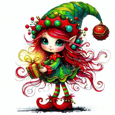 Charming Outfits, Fairy Character, Elf Images, Elf Clipart, Dolls Printable, Christmas Elf Doll, Christmas Cutouts, Create Christmas Cards, Christmas Elves