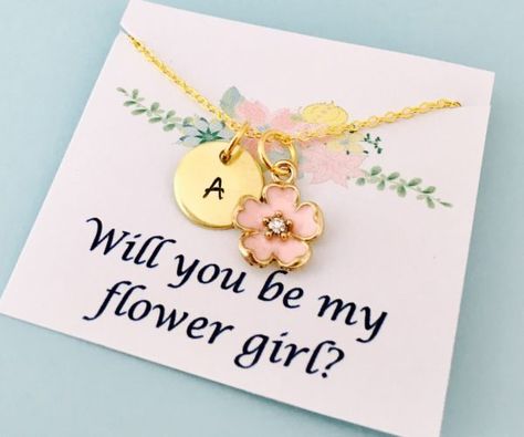 Flower Girl Gifts and Accessories from Etsy Flower Girl Necklace, Flower Girl Jewelry, Girl Necklace, Future Wedding Plans, Necklace Flower, Flower Girl Gifts, Cute Wedding Ideas, Wedding Flower Girl, Bridesmaid Flowers