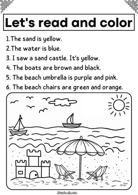 Colouring Worksheets For Grade 1, Colouring Worksheets For Kindergarten, Colours Worksheet For Kids, 1st Grade Coloring Pages, Colour Worksheet, Colouring Worksheet, Winter Worksheet, Read And Color, Reading Comprehension For Kids