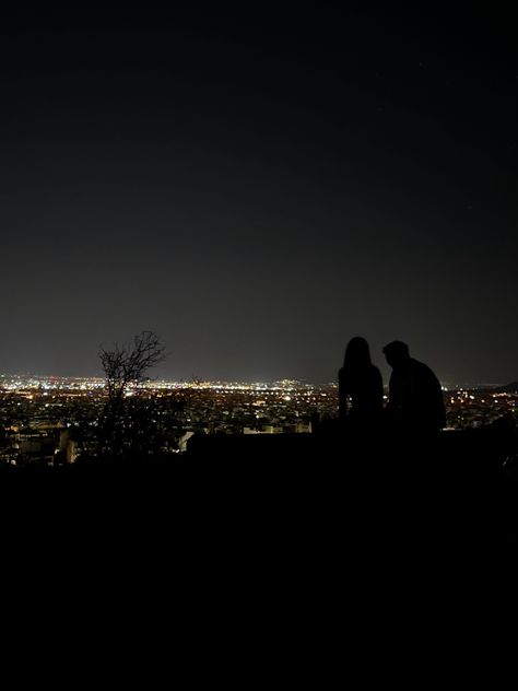 Dark Late Night Aesthetic, Watching The Sunset Couple, Sitting On A Rooftop At Night, Nightwalk With Boyfriend, Late Night Aesthetic Bedroom Couple, Rooftop Couple Aesthetic, Long Hugs Couples, Late Night Talks With Him, Couples Night Aesthetic