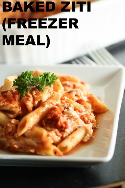 Baked Ziti Freezer Meal, Freezer Baked Ziti, Easy Ziti, Easy Baked Ziti, Freezer Dinners, Freezer Friendly Meals, Freezable Meals, Ziti Recipes, Make Ahead Freezer Meals