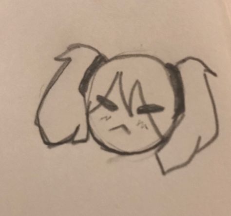 Miku Doodle, Miku Drawing Easy, Miku Drawing Sketch, Hair Doodles, Hair Doodle, Anime Doodles Simple, Miku Drawing, Cute Easy Doodles, Goofy Drawing