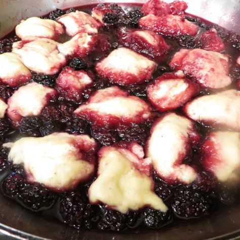 Blackberry Dumplings, The Prize of the Hunt - Louisiana Woman Blog Crockpot Blackberry Dumplings, Blueberry Dumplings, Blackberry Dumplings, Appalachian Recipes, Drop Dumplings, Berry Cobbler Recipes, Blackberry Dessert, Blackberry Cobbler Recipe, Sweet Dumplings