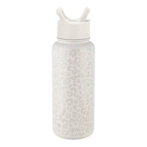 "Simple Modern Summit 32oz Water Bottle: Powder Coat Cream Leopard" 32oz Water Bottle, Cute Water Bottles, Stainless Steel Dishwasher, Bottle With Straw, Towel Warmer, Water Bottle With Straw, Thermos Bottle, Dishwasher Racks, Steel Water Bottle