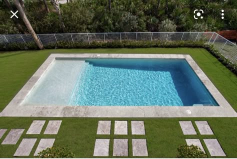 Rectangle Pool Designs, Modern Rectangle Pool, British West Indies Architecture, West Indies Architecture, Inground Hot Tub, Rectangle Swimming Pools, Beach House Pool, Small Pools Backyard, Rectangle Pool