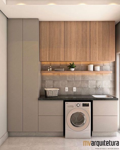 Laundry In Kitchen, Stylish Laundry Room, Laundry Room Wallpaper, Laundry Room Flooring, Laundry Room Closet, Laundry Room Layouts, Laundry Design, Laundry Room Shelves, Laundry Room Ideas