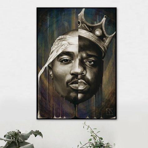 Tupac And Biggie, Modern Portrait, Paintings Wall, Biggie Smalls, Canvas Wall Hanging, Tupac, Art Posters, Canvas Paintings, Art Abstrait