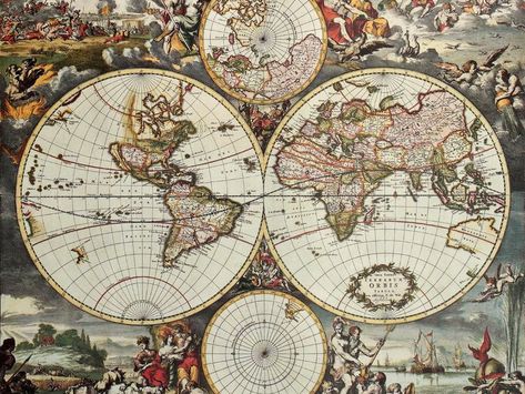 Ancient World Maps, Antique World Map, Map Globe, Old World Maps, World Map Art, Art Carte, World Maps, Old Maps, Oval Table