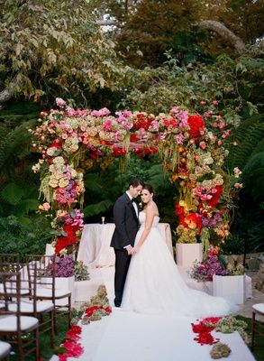 Bride %26 Groom at Hotel Bel-Air Chuppah    Photography: Mi Belle Photographers   Read More:  http://www.insideweddings.com/weddings/colorful-outdoor-wedding-with-supper-club-theme-in-los-angeles-ca/741/ Wedding Archways, Supper Club Theme, Colorful Outdoor Wedding, Incredible Flowers, Ceremony Arches, Aisle Decorations, Hotel Bel Air, Venue Inspiration, Bridal Styling