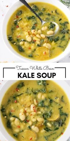 Bean Kale Soup, White Bean Kale, White Bean Kale Soup, Lacinato Kale, Tuscan White Bean, Kale Soup Recipes, Salad Kale, Bean Soup Recipes, Kale Soup