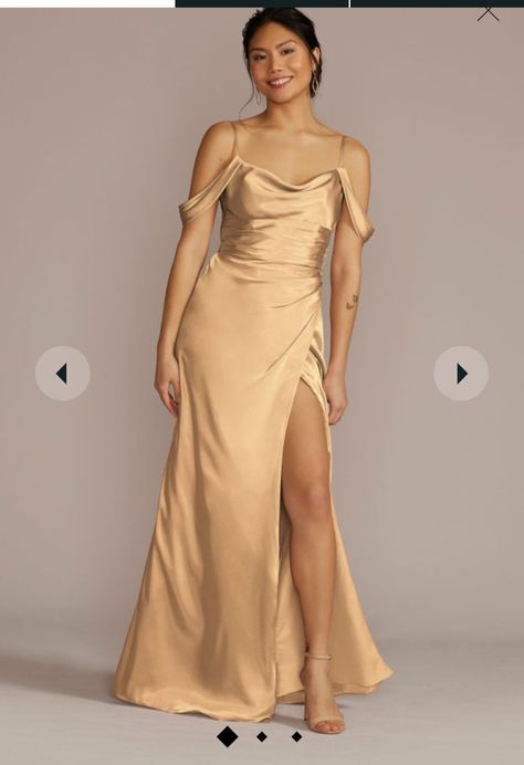 Gold Maid Of Honor Dress, Modest Spring Dresses, Charmeuse Bridesmaid Dress, Silk Bridesmaid Dresses, Tropical Print Maxi Dress, Maid Of Honour Dresses, Sleeves Style, Maxi Bridesmaid Dresses, Column Gown