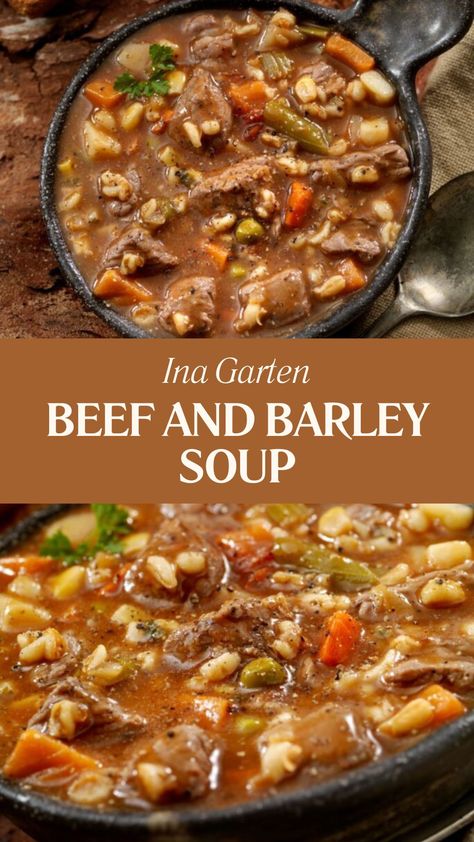 Ina Garten Beef And Barley Soup Ina Garten Beef Barley Soup, German Beef Barley Soup, Best Beef Barley Soup Recipes Stovetop, Soups With Barley, Steak And Barley Soup, Old Fashioned Beef Barley Soup, Small Batch Beef Barley Soup, Beef And Barley Stew Stovetop, Mushroom Beef Barley Soup