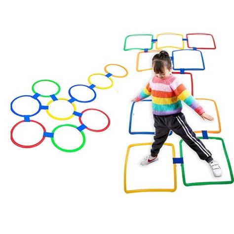 AMYESE Hopscotch Squares and Hopscotch Ring Games 11in/ 15in with 25 Connectors for Kids Balance Agility Training Obstacle Course, Indoor Outdoor Backyard Activity, Birthday Fun Play for Boys Girls Obstacle Course Indoor, Backyard Activities, Ring Game, Agility Training, Kids Gift Guide, Obstacle Course, Outdoor Backyard, Birthday Fun, Pharmacy Gifts