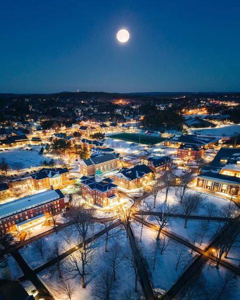 Aerial photo of Bates college; February 2021 Bates College Aesthetic, Bates College, Maine Living, College Aesthetic, Manifestation Board, Aerial Photo, Airplane View, Mood Board, Maine