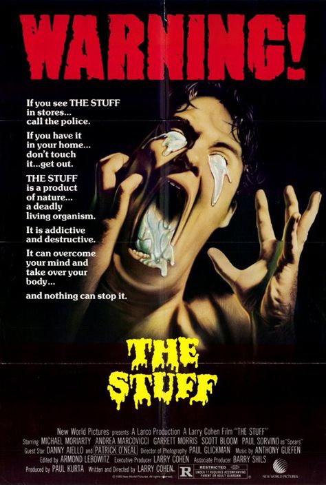 The Stuff #horrorfilms #movieposters #horror Paul Sorvino, Classic Horror Movies Posters, Transition Goals, 80s Horror, Fiction Movies, A3 Prints, Horror Posters, Sci Fi Horror, Classic Horror Movies