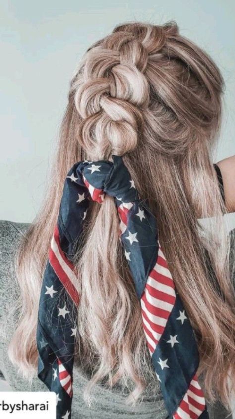 4th Of July Hairstyles - Western hair styles Summer hairstyles Cute hairstyles for teens Easy hairstyles for long hair Party hairstyles Hairstyles for the 4th of july Western hair Forth Of July Hairstyle, Hairstyles Western, Long Hair Party Hairstyles, Fourth Of July Hairstyles, 4th Of July Hairstyles, Western Hair Styles, Hair Styles Summer, July Hairstyles, Fourth Of July Hair