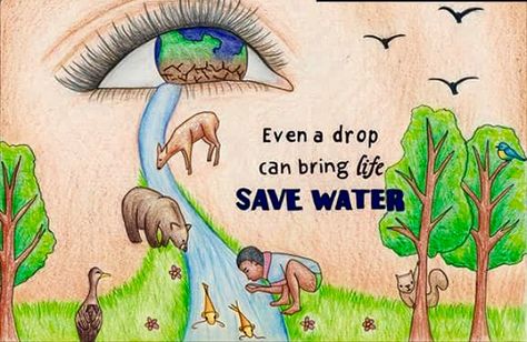 we moeten beginne recycleren en geen afval mee op de grond gooien want binnen paar jaar gaat het helemaal anders dus onthoud geen meer afval en zo meer op de grond gooien en bestaan vuilbakken Save Water Save Life Poster Drawing, Save Water Images, Nature Art Ideas, Save Water Slogans, Water Conservation Poster, Save Environment Posters, Water Slogans, Save Water Drawing, Save Earth Posters