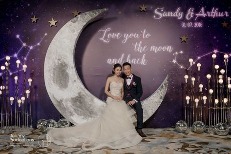 Galaxy Wedding Backdrop, Moon Wedding Backdrop, Moon Wedding Theme, Celestial Birthday, Celestial Wedding Theme, Sangeet Decor, Galaxy Wedding, Holiday Balloons, Ecclesiastes 3