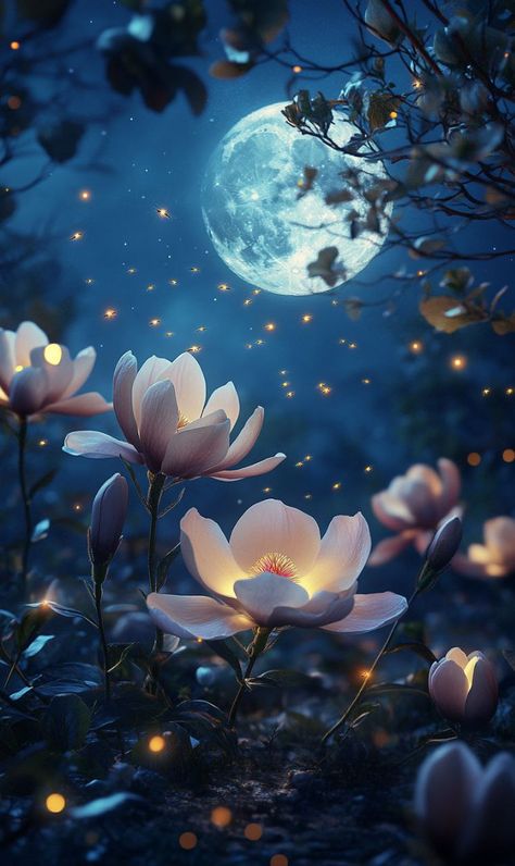 Prompt 👉group of glowing flowers with full moon in the background, fireflies floating around, digital art, hyper-realistic beautiful photo], fireflies, 🌸 🌼 💮, stunning beauty, sergei krasovsky, 50, magnolias, blue moon, beautiful details, stunning backdrop, clear moon, amazing beauty, professional photography 👉 if Like, please Follow and Share AI Graphics Studio 👇Contact on WhatsAPP: http://tiny.cc/aigraphicsstudio #aigraphicsstudio #AI #DigitalMarketing #digitalartist #digitalart #digital ... Night Cafe, Arts Project, Glowing Flowers, Beauty Professional, Draw Together, Liberal Arts, Moon Magic, Beautiful Waterfalls, Cute Wallpaper Backgrounds