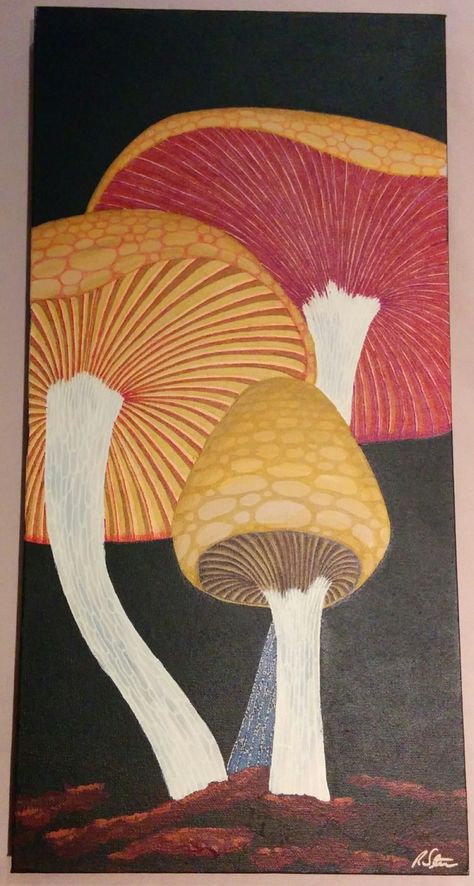 Abstract Mushroom, Yoga Painting, Mushroom Wall Art, Mushroom Painting, Celtic Mandala, Mushroom Paint, Tangle Doodle, People Portrait, Acrylic Ink